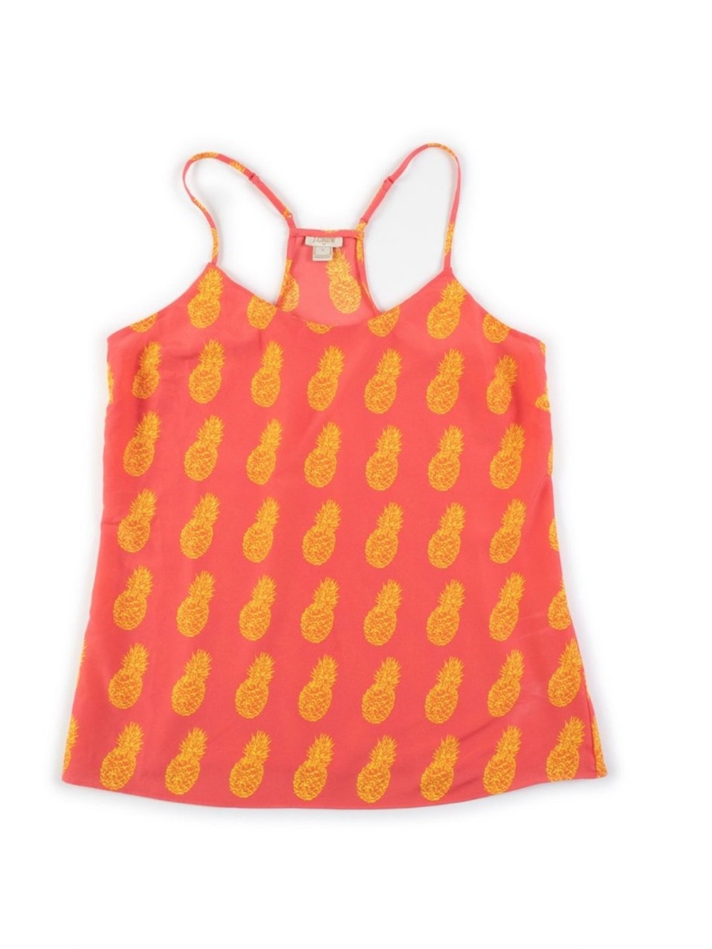 J.Crew Pineapple Print Racerback Tank Top Neon Pink Yellow Size 6